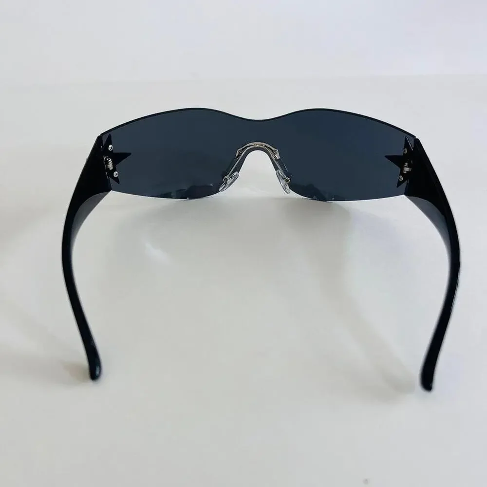Y2K Vintage Frameless Star Sunglasses Black Gray Unisex 2000s UVA UVB